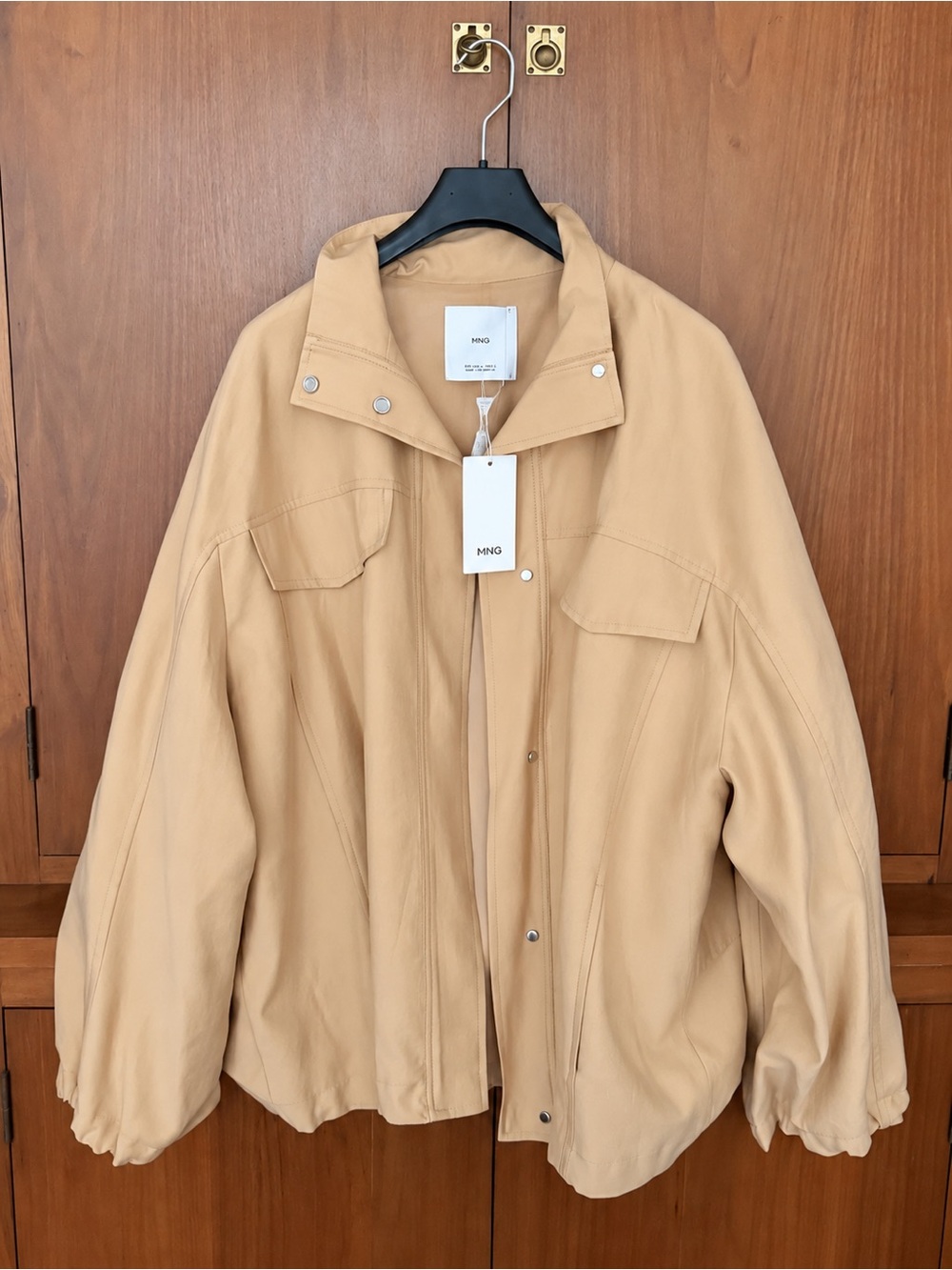 Mango Tan Utility Jacket with Snap Closures